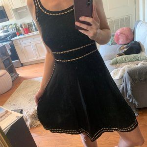 Alice + Olivia Fit & Flare, Bouncy Little Black Dress with Woven Stitching